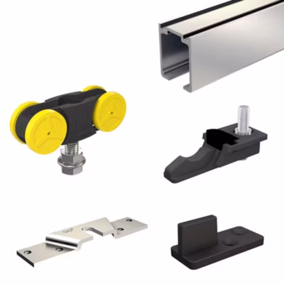Système coulissant SLID&rsquo;UP 1100 pour 2 portes de séparation – 2 rails 1,55 m – 80 kg