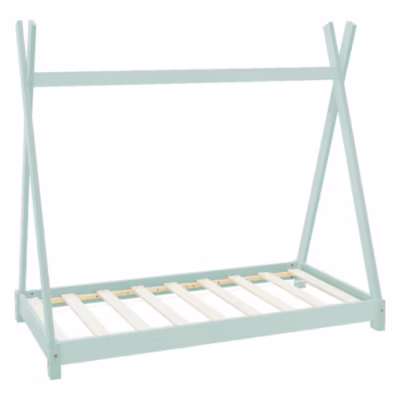 Lit d&rsquo;enfant ML-Design Tipi 70x140cm menthe simple en bois de pin avec sommier à lattes style indien