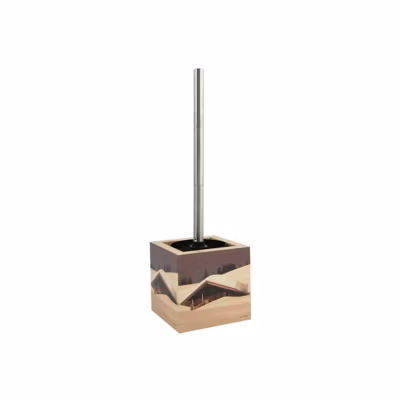 Brosse Wc avec support MDF  Acier Inox Carré Cottage Sepia MSV