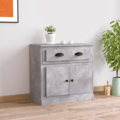vidaXL Buffet gris béton 70×35,5×67,5 cm bois d&rsquo;ingénierie 816428
