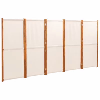 Cloison de séparation 5 panneaux Blanc crème 350×180 cm vidaXL