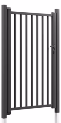 Portillon aluminium barreaudé « Pro » Haut 140 x Larg 100 cm – Gris 7016 – Vendu avec 2 poteaux