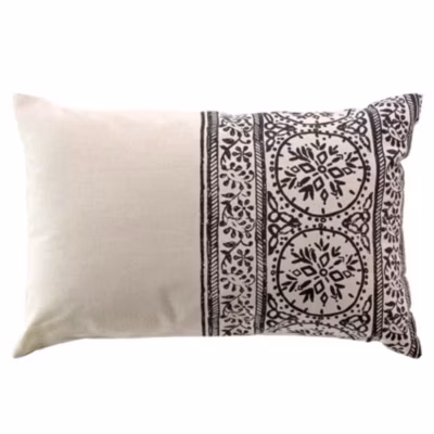 Coussin déhoussable en polycoton imprimé (40×60 cm – Noir)