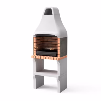 MOVELAR – Barbecue préfabriqué à bois et charbon de bois New Iberia PlusxL (Gris, Orange – 69x47x190 cm) REF : M00012 – Extérieure