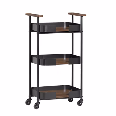 SoBuy Chariot de Service Roulant 3 Niveaux avec Poignées Noires 50x32x86 cm SVW23-SCH