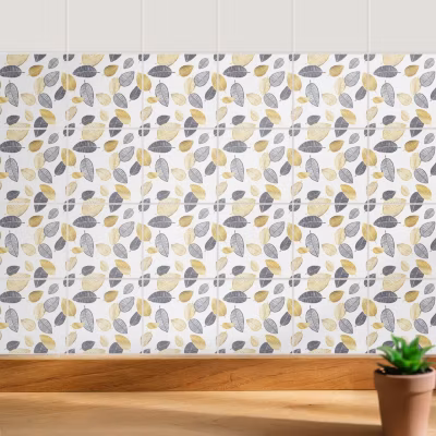 Stickers muraux Wallfluent 10×10 cm Feuilles de différentes formes Cuisine Salle de Bain 24 pcs