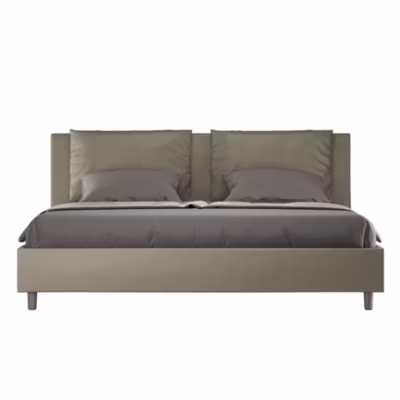 Lit coffre rembourré en simili cuir Antea cappuccino 200×200