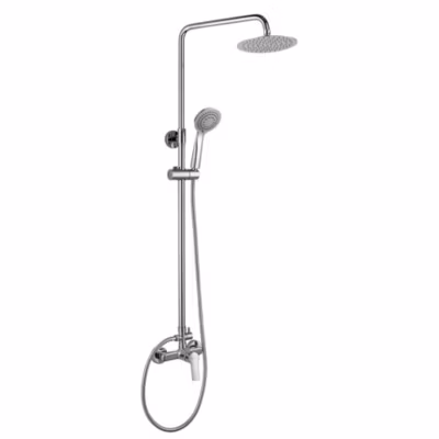Colonne de douche ronde monocommande PIN, 80-120 cm, finition chrome poli, en laiton Kibath