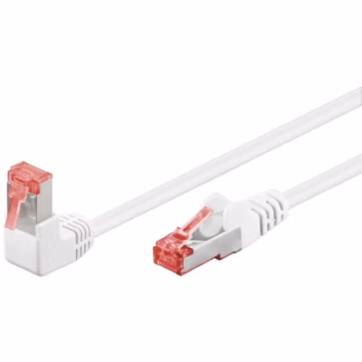 Câble RJ45 Cat6 coudé surblindé blanc 2m GOOBAY