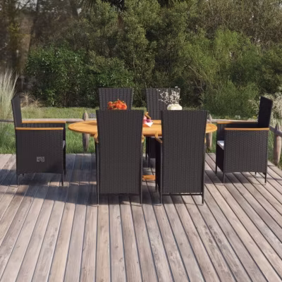 vidaXL Ensemble de Salle à Manger de Jardin 7 pcs Table et Chaises de Repas de Terrasse Mobilier à Dîner de Patio Extérieur 307076