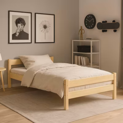 Lit 90×200 sommier et matelas inclus Kocot Kids Axel Bois