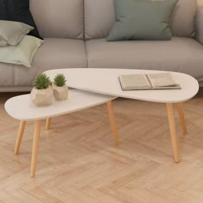vidaXL Ensemble de tables basses 2 pcs Bois de pin massif Blanc 244731