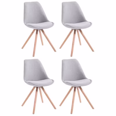 Lot de 4 Chaises de Salle à Manger Toulouse en Tissu avec Piètement en Bois , Gris-Nature