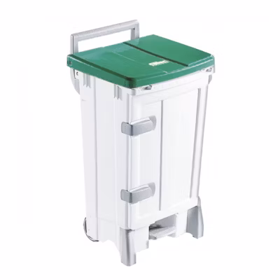 Collecteur à pédale 90 L + porte – couvercle vert