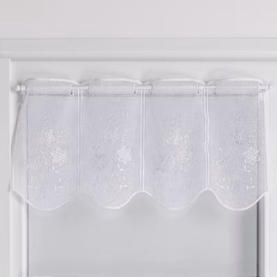 Brise bise brodé de petites fleurs (30×60 cm – Blanc)