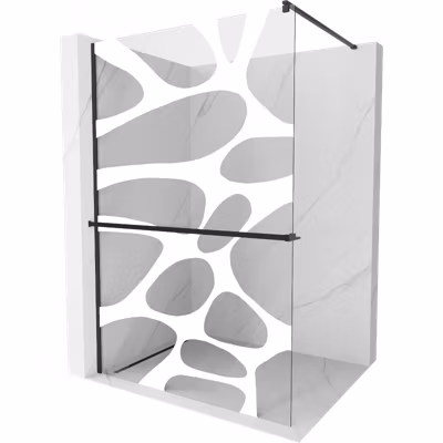Mexen Kioto+ paroi de douche avec étagère Walk-in 90 x 200 cm, vague blanche, noir – 800-090-121-70-97