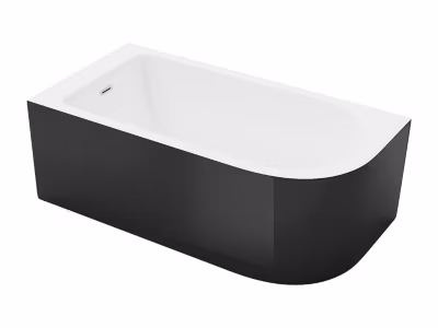 Baignoire d&rsquo;angle – 150 x 75 x 58 cm – Noir brillant – Angle gauche – 201 L – ANIKA