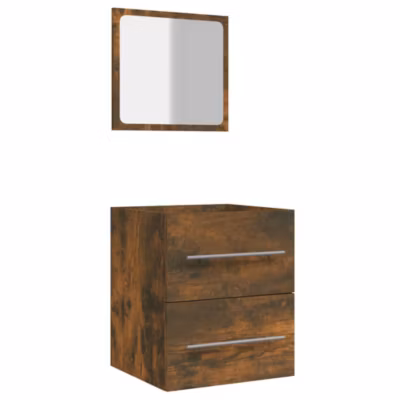 Armoire de salle de bain avec miroir Chêne fumé 41×38,5×48 cm vidaXL