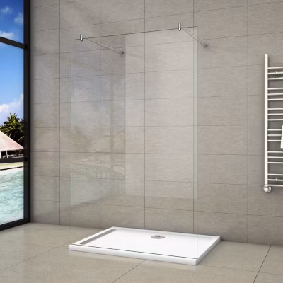 Paroi de douche à l&rsquo;italienne 2 côtés ouvrants – Verre 8mm anticalcaire – 2 barres de fixation 70-120 cm – 118×200 cm