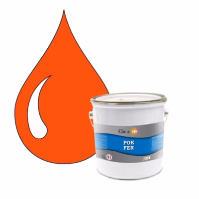 Peinture fer antirouille – Laque extérieure Semi-Brillante POK FER – 2,5L – RAL 2004 – Orangé Pur