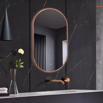 Miroir Salle de Bains Lumineux TOKYO Anti-Buée et Eclairage Triled Tactile On/Off Or Rosé 50×90 LEDIMEX