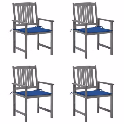 Chaise de jardin – vidaXL – 4 pcs – Bois d&rsquo;acacia massif – Coussins confort – Gris