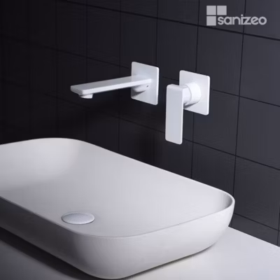 Mitigeur de Lavabo Encastré Anti-Calcaire Blanc Mat IMEX FIYI GLF016/BL