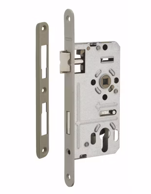 Boitier de serrure encastrable à cylindre pour porte d&rsquo;entrée, droite, axe 55mm, bouts ronds – THIRARD