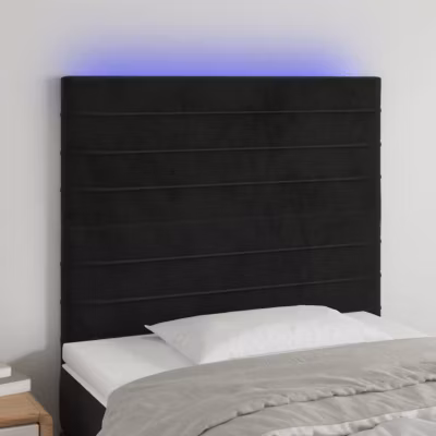 vidaXL Tête de Lit à LED Meuble de Chambre à Coucher Accessoire de Lit Simple Tête de Cadre de Lit Intérieur Noir 3122608