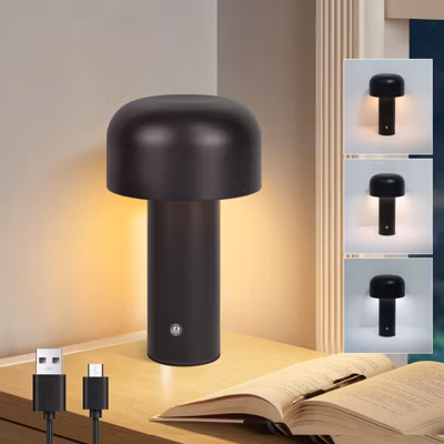 ZMH Lampe De Table LED Sans Fil à Intensité Variable – Design Moderne En Métal Noir