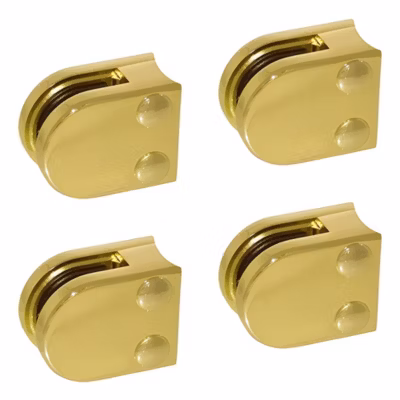 4 x Pince à verre pour tube diam. 42,4 modèle 00 – Ep. verre 6 mm – Zamak aspect laiton