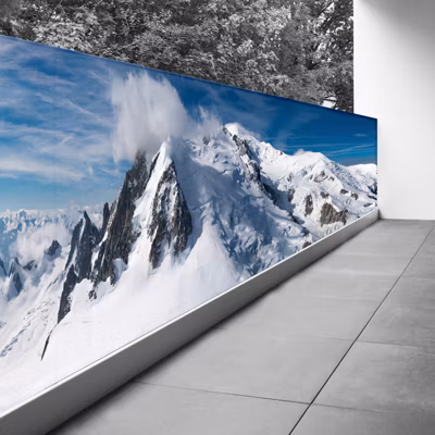 Brise vue Trompe l&rsquo;oeil – 100×450 cm – Montagnes neige 3617689695976