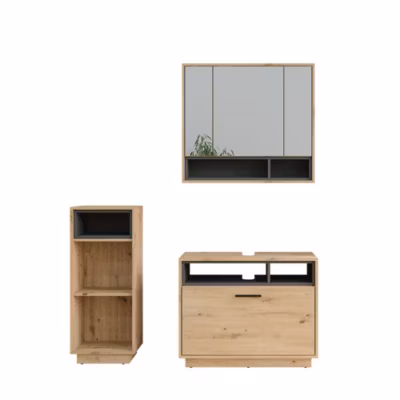 Vicco Ensemble de meubles de salle de bains Chêne Artisan/Anthracite 3 pièces avec armoire de milieu