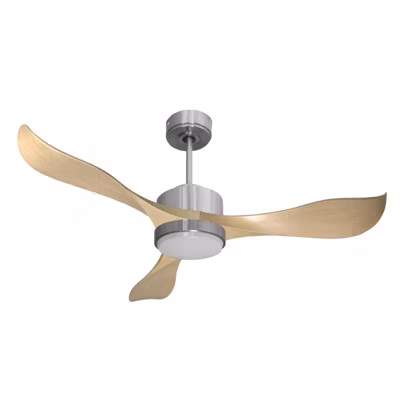 Modulo Regular Exterior – un ventilateur pour extérieur IP44, DC 132 cm Chrome pales abs marron SW Lumière dimmable 20 à 30 m²
