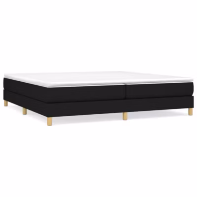 Lit double, Lit adulte, Cadre de lit à ressorts noir 200×200 cm tissu