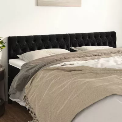 vidaXL 2x Têtes de Lit Meubles de Chambre à Coucher Accessoires de Lit Simple Têtes de Cadre de Lit Intérieur Noir 346378