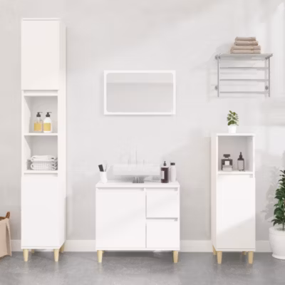 ZMH Armoire de salle de bain blanc 30x30x190 cm bois d&rsquo;ingénierie