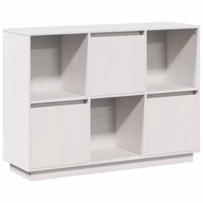 Buffet Blanc 110,5X35X80 Cm Bois Massif De Pin