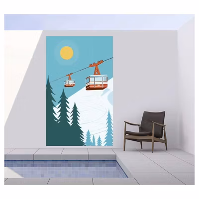 Tenture murale extérieure imprimée ICONE DES MONTAGNES, H.2 x L.1.2 m, Made in France par Scenolia