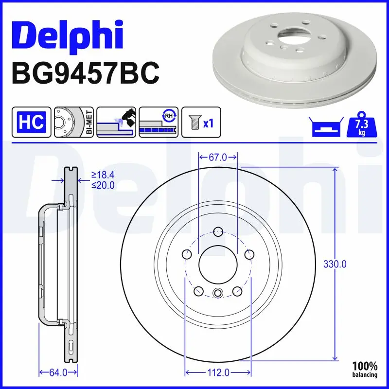 Disque de frein DELPHI BG9457BC