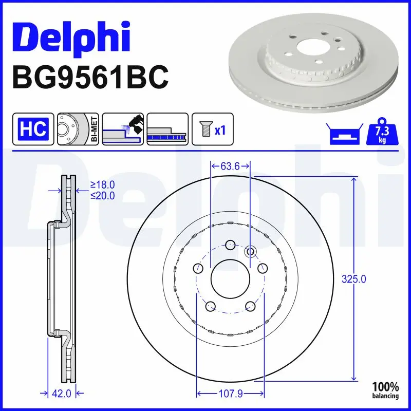 Disque de frein DELPHI BG9561BC