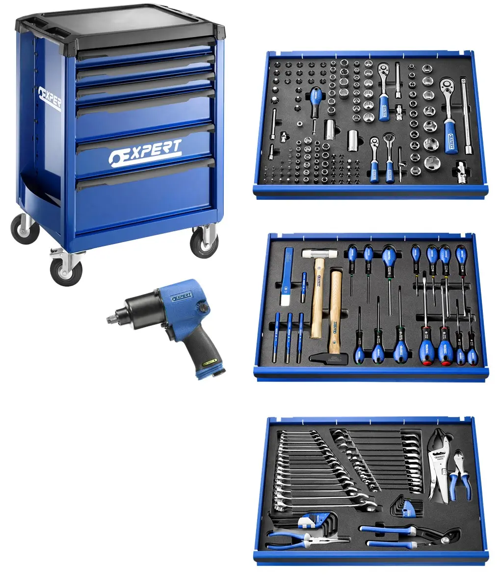Servante 6 tiroirs avec composition – 208 outils + clé à choc 1/2'' offerte – E220360FEU24