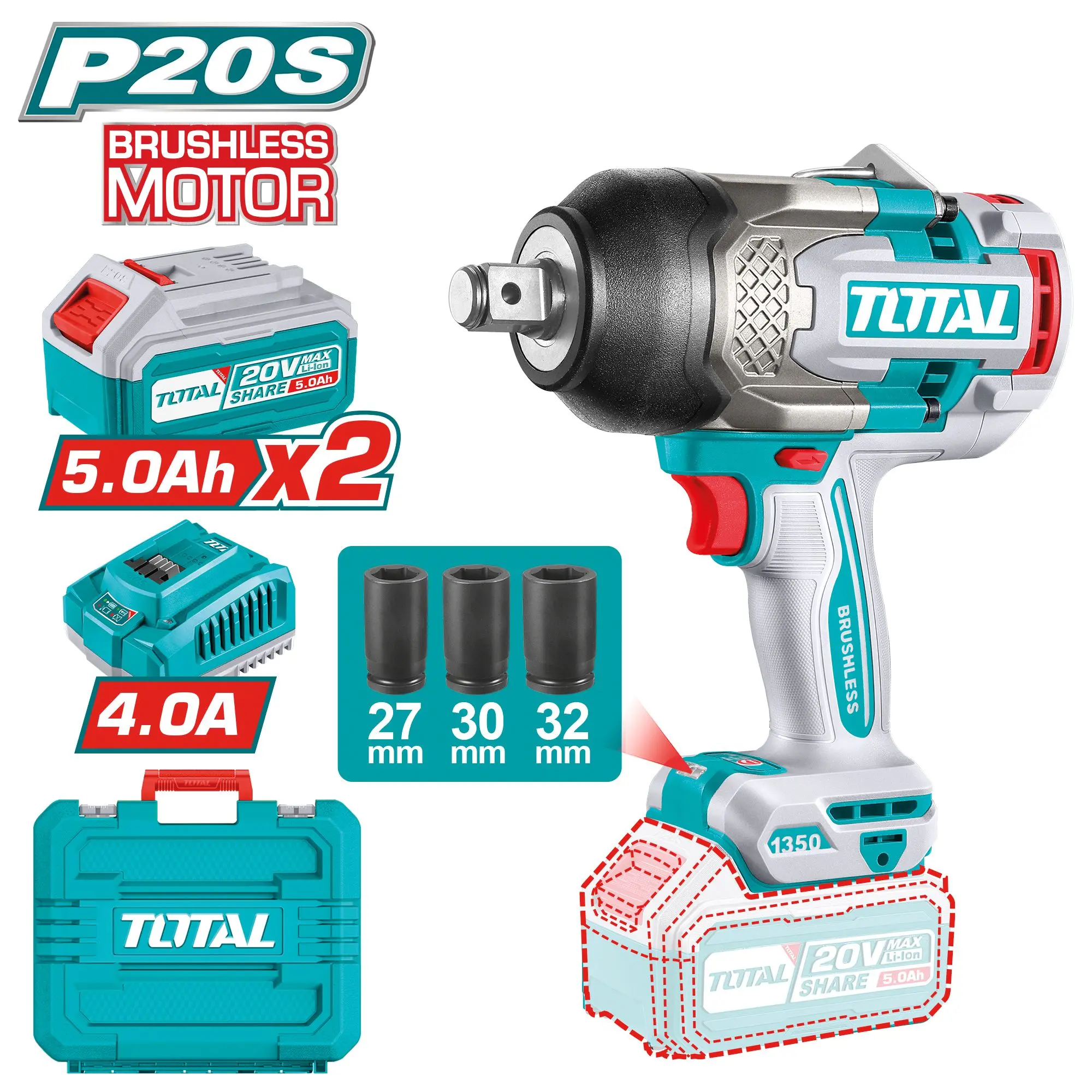 Boulonneuse à chocs 3/4'' Brushless 20V 1350 Nm – TIWLI20135E