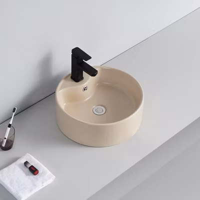 Vasque à Poser Ronde – Céramique Beige Mat – 40 cm – Star