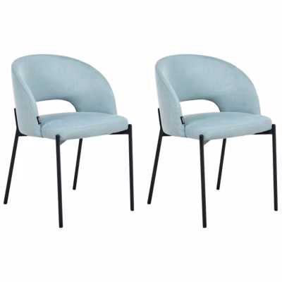 Lot de 2 chaises de salle à manger PENNY Tissu Bleu clair
