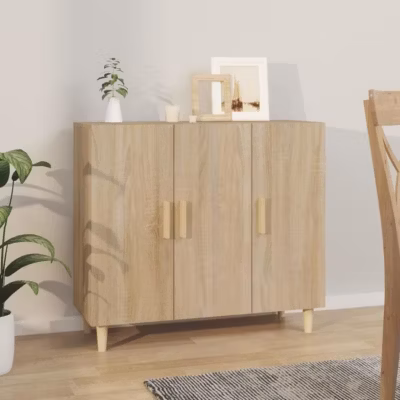 812495 vidaXL Buffet Chêne sonoma 90x34x80 cm Bois d&rsquo;ingénierie