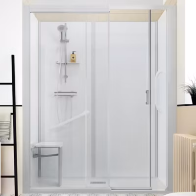Cabine de douche Kinedo Kinemagic Sérénité Plus 140×80 niche mixte coulissante transparent thermostatique