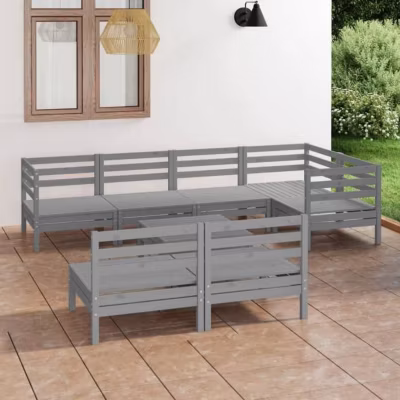 vidaXL Bois de Pin Massif Salon de Jardin 8 pcs Mobilier de Patio Ensemble de Meubles de Terrasse Meubles d&rsquo;Extérieur 3082754