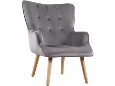 Fauteuil style scandinave velours « Odense »  73 x 81 x 92.5 cm  1 place  Gris