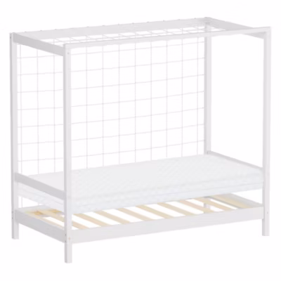 Lit enfant ML-Design 80x160cm avec matelas H10cm blanc en bois but de foot et sommier à lattes